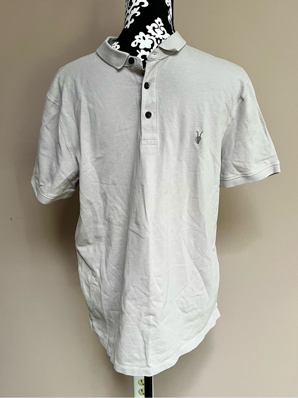 ALLSAINTS Men’s Reform 100% Organic Cotton Light Heather Grey Polo
